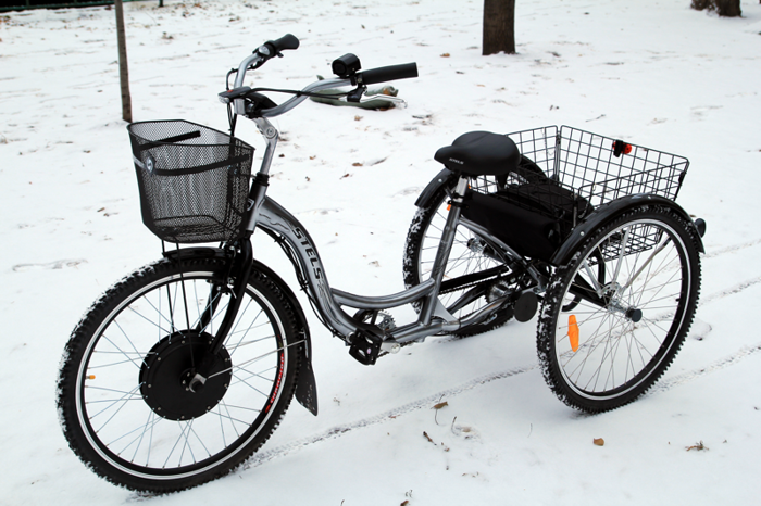 Электрический взрослый трехколесный велосипед